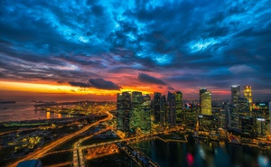 Urban Skyline at Sunset