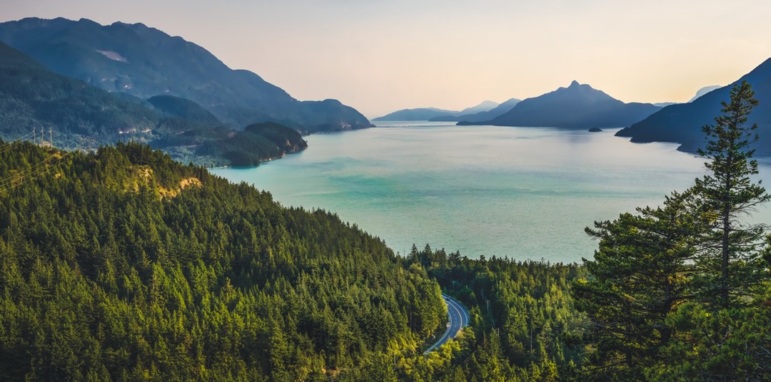 Curving Road along the Lakeside