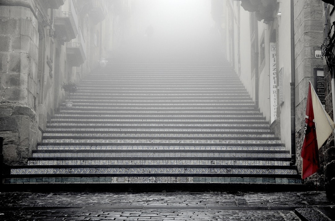 Stairs Vanishing into Fog