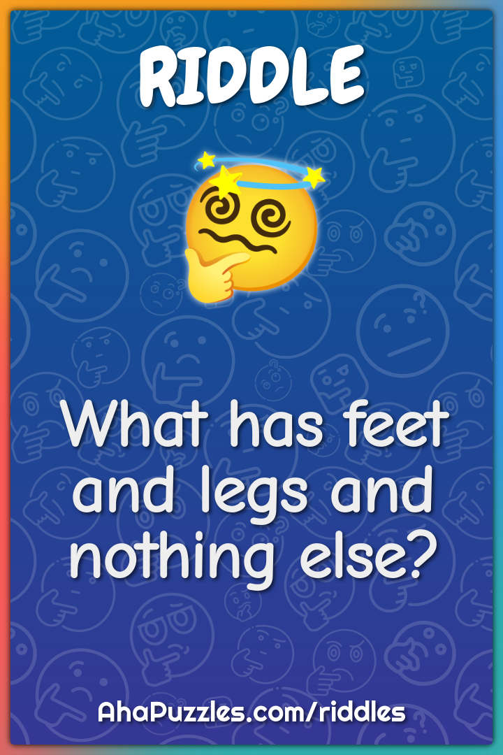What has feet and legs and nothing else?