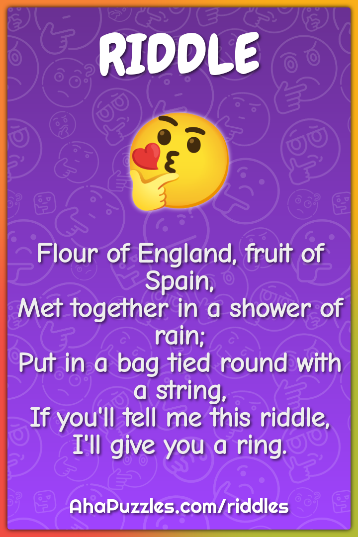 Flour of England, fruit of Spain, Met together in a shower of rain;...