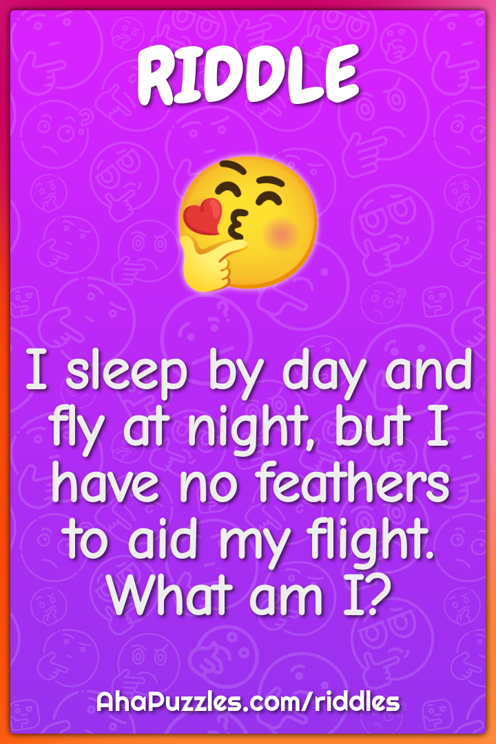 I sleep by day and fly at night, but I have no feathers to aid my...