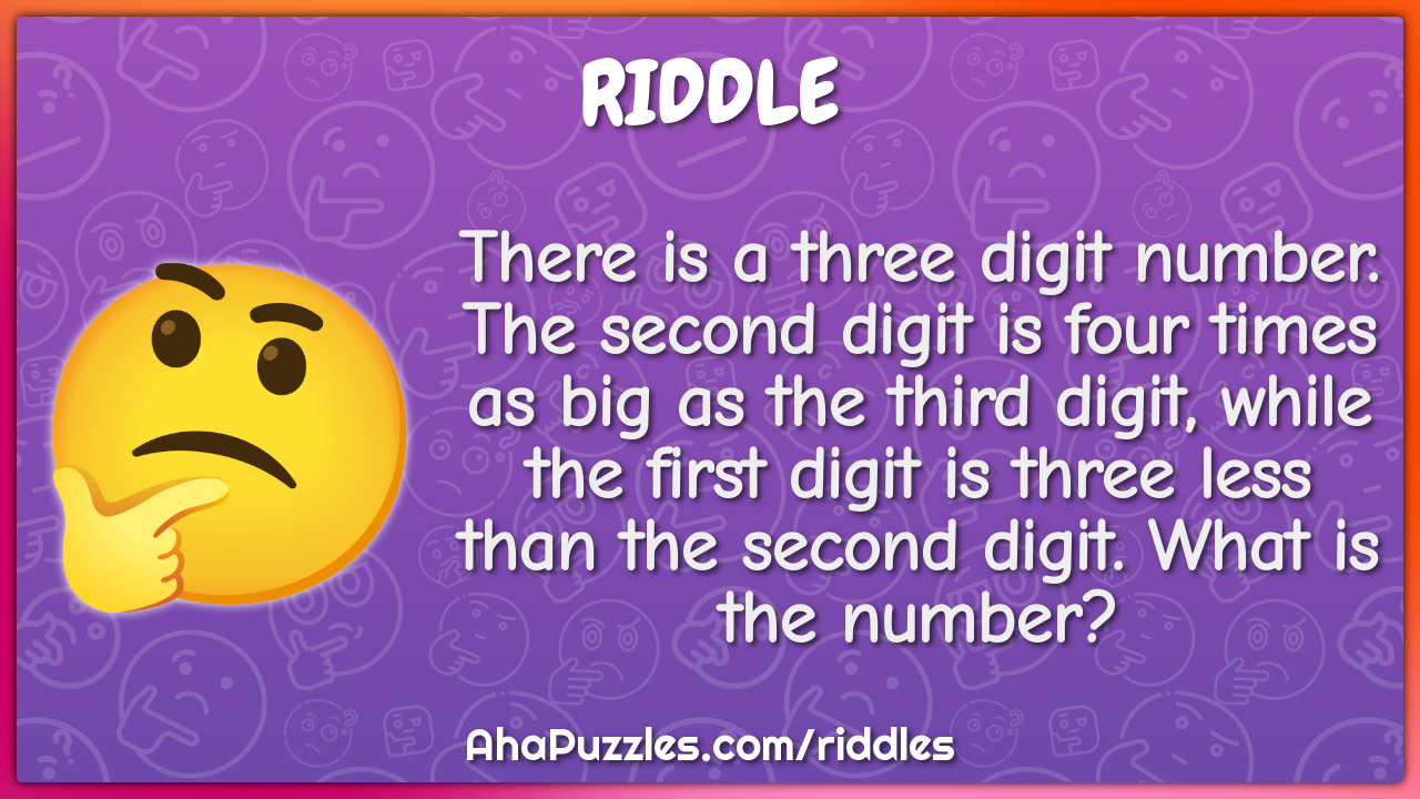 There is a three digit number. The second digit is four times as big...