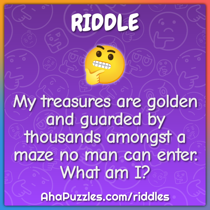 My treasures are golden and guarded by thousands amongst a maze no man ...