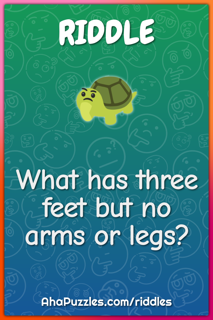 What has three feet but no arms or legs?