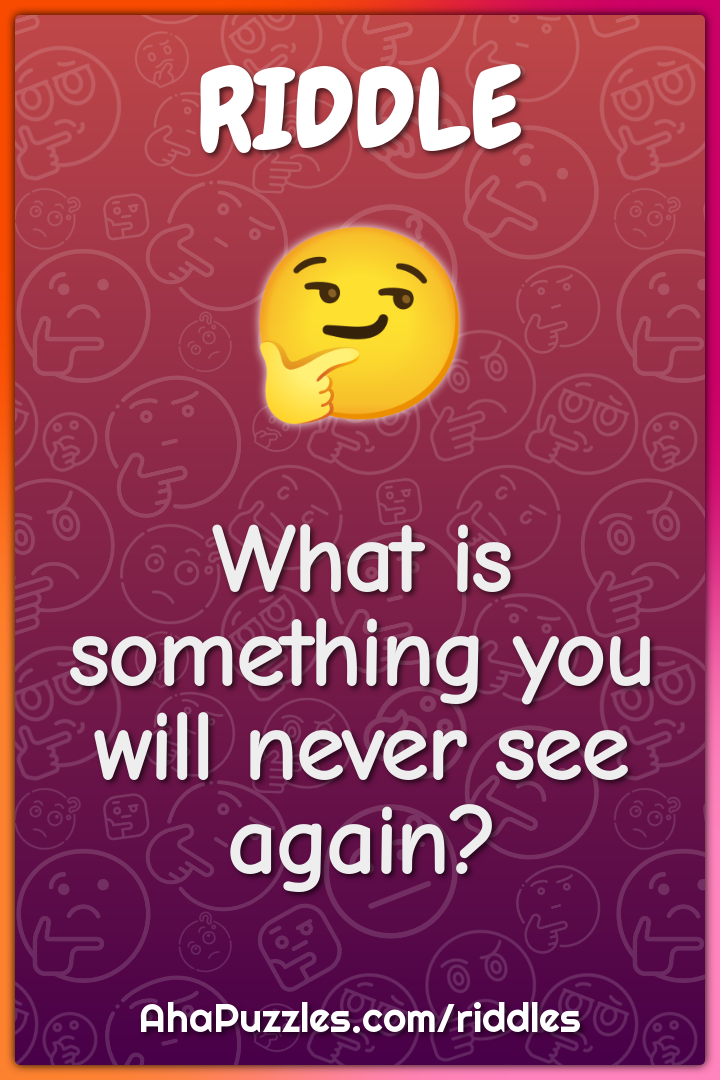 What is something you will never see again?