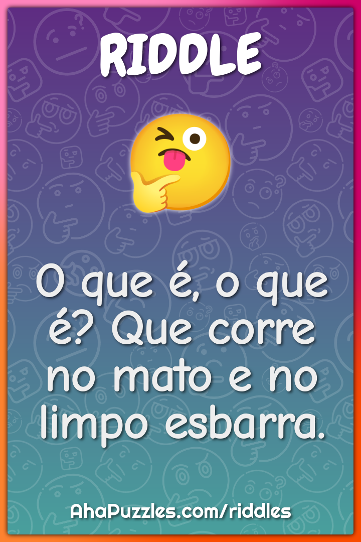 O que é, o que é? Que corre no mato e no limpo esbarra.