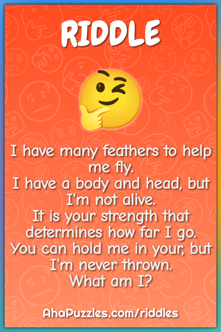 I have many feathers to help me fly. I have a body and head, but I'm...
