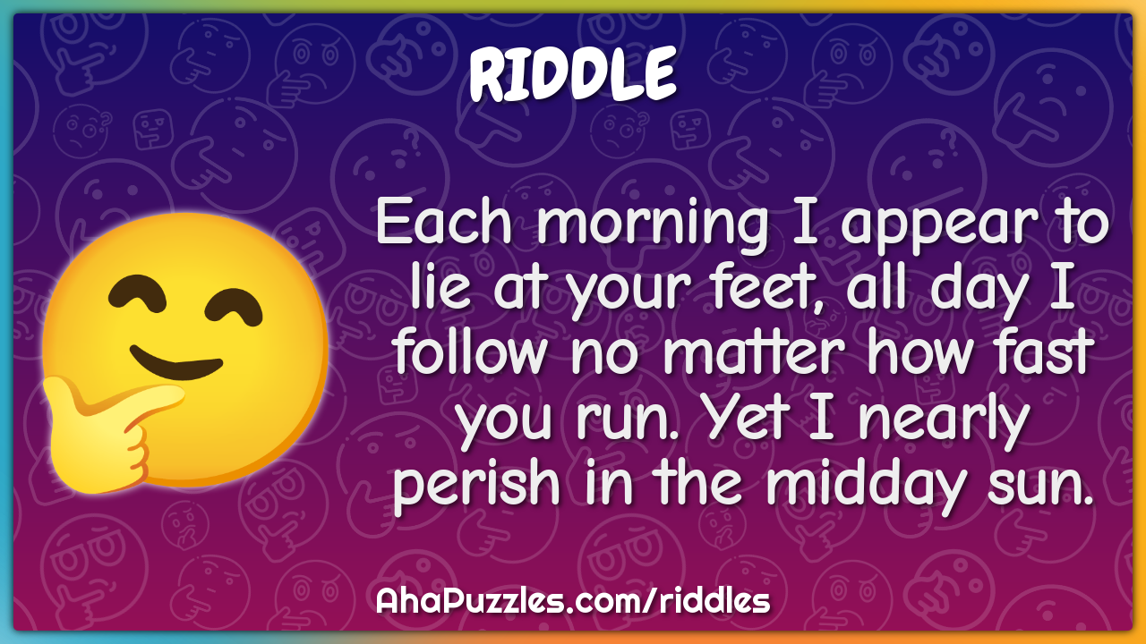 Each morning I appear to lie at your feet, all day I follow no matter...