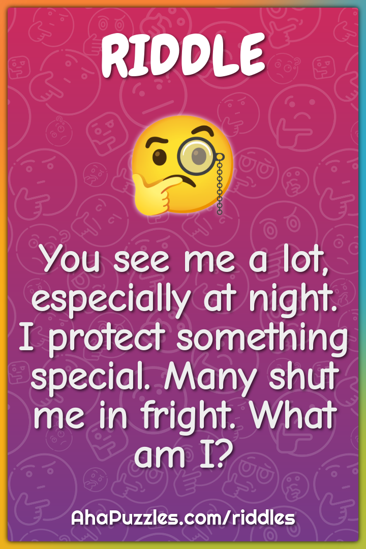 You see me a lot, especially at night. I protect something special....