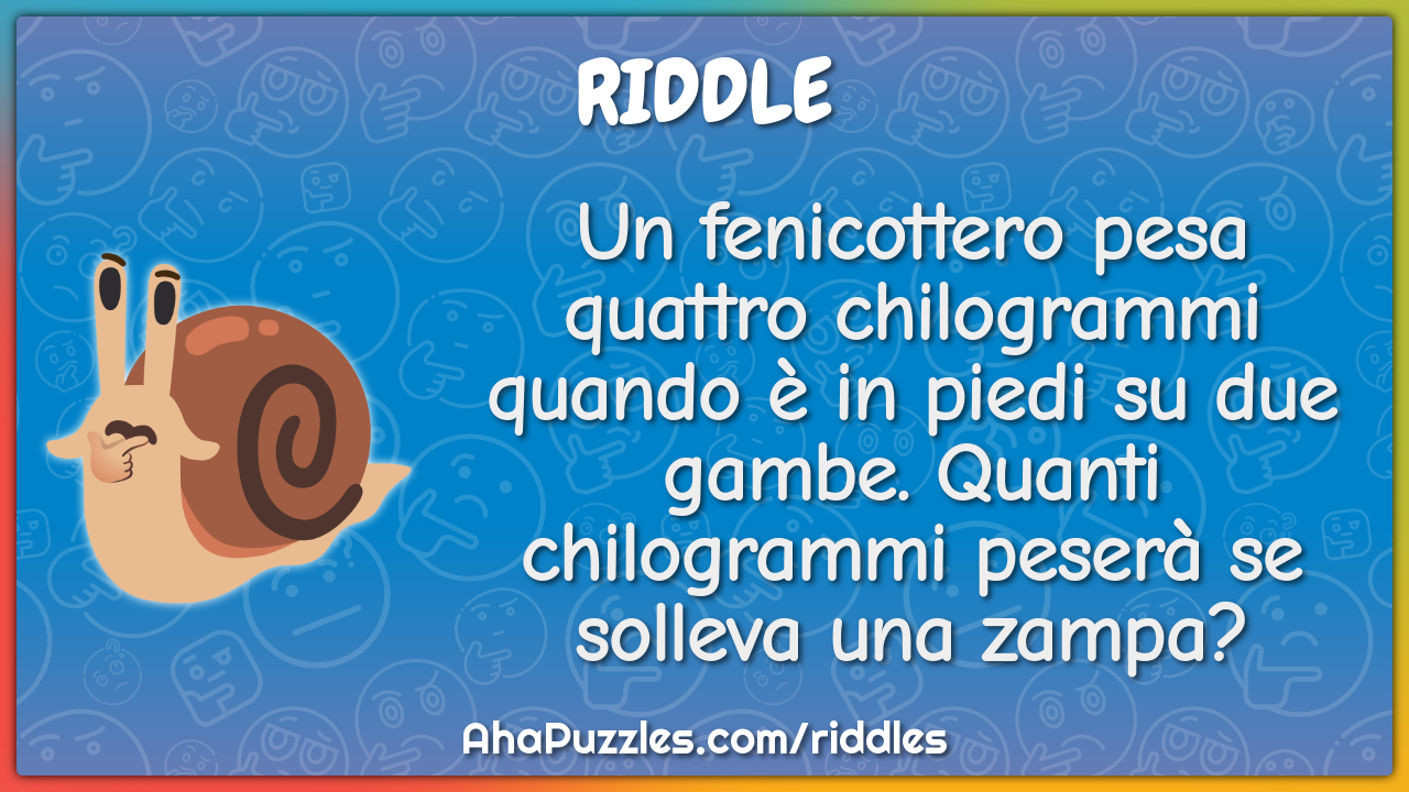 Un fenicottero pesa quattro chilogrammi quando è in piedi su due...