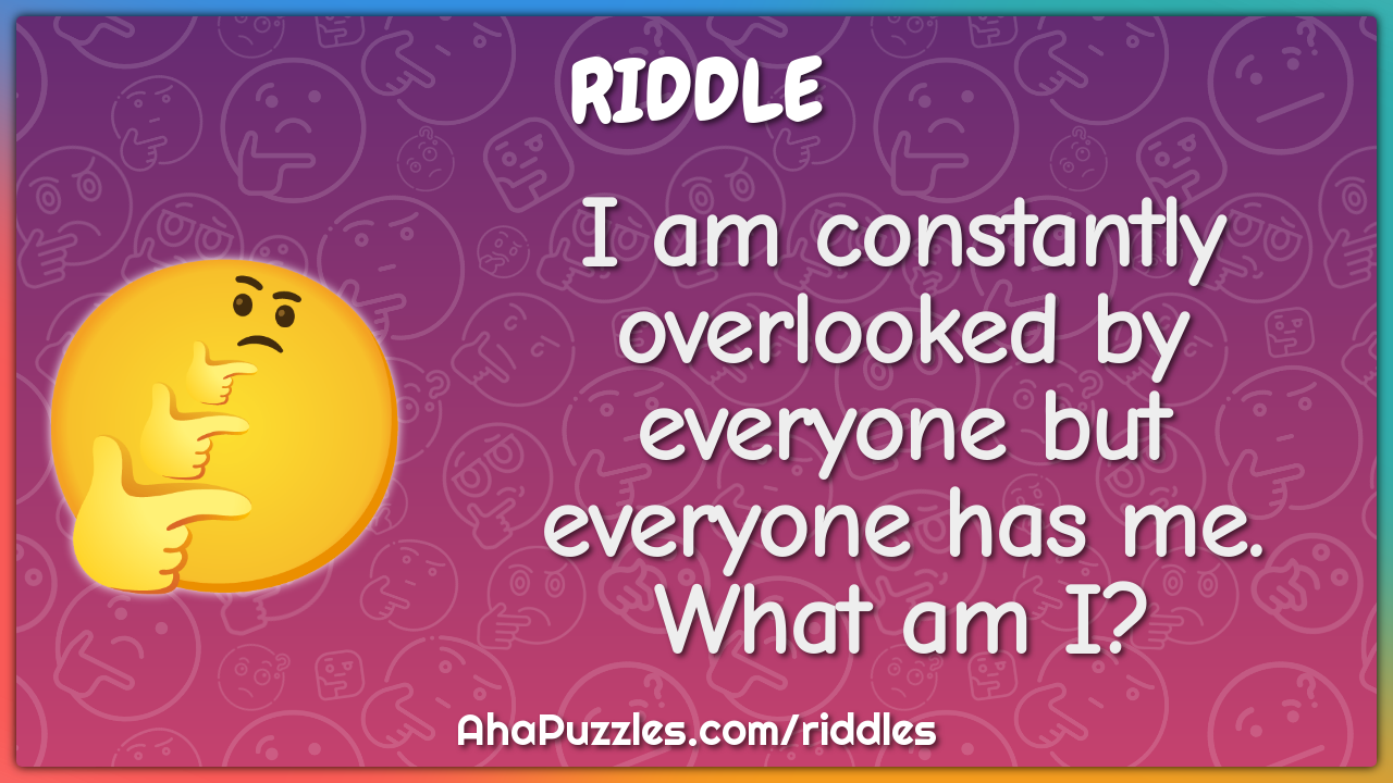 I am constantly overlooked by everyone but everyone has me. What am I?