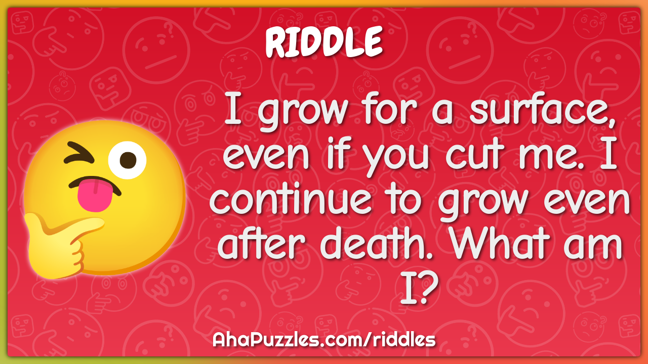 I grow for a surface, even if you cut me. I continue to grow even...