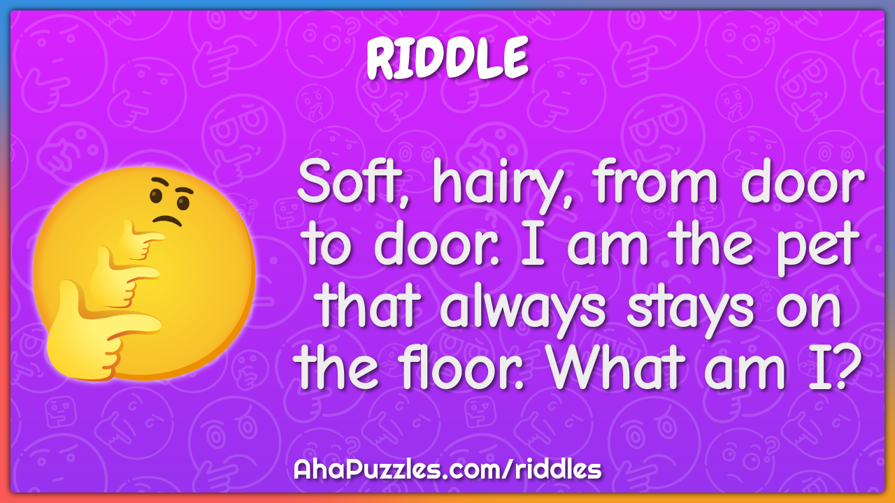 Soft, hairy, from door to door. I am the pet that always stays on the...