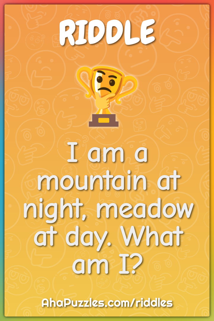 I am a mountain at night, meadow at day. What am I?