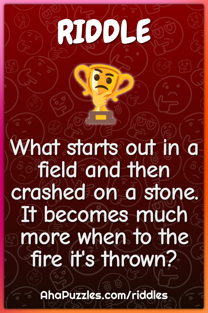 What starts out in a field and then crashed on a stone. It becomes...