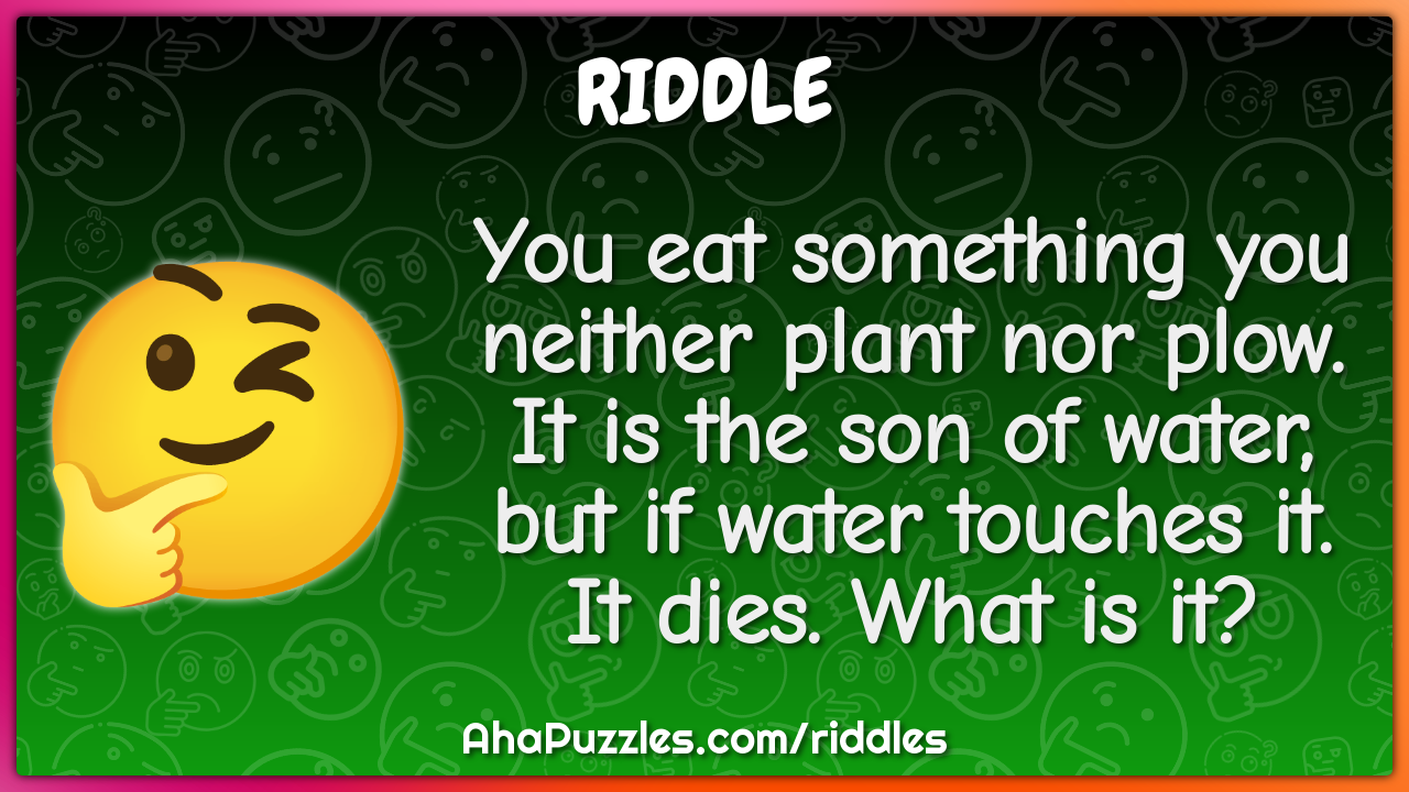 You eat something you neither plant nor plow. It is the son of water,...