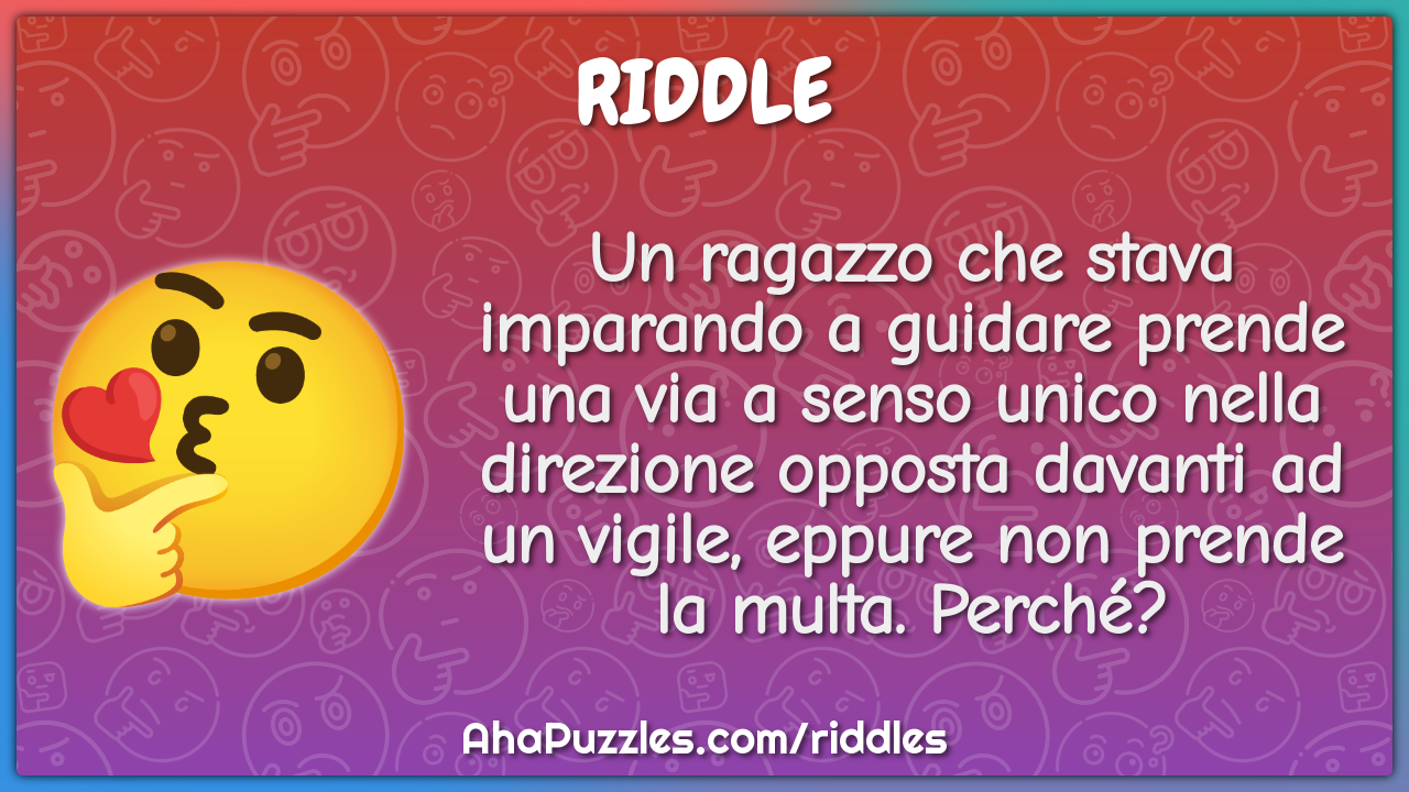 Un ragazzo che stava imparando a guidare prende una via a senso unico...