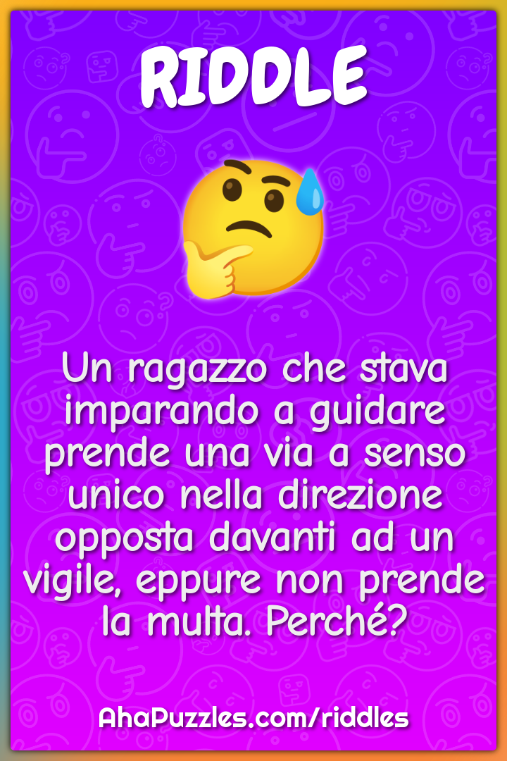 Un ragazzo che stava imparando a guidare prende una via a senso unico...
