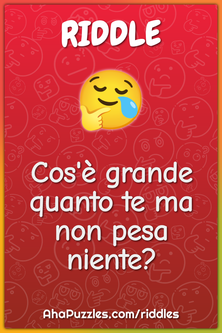 Cos'è grande quanto te ma non pesa niente?