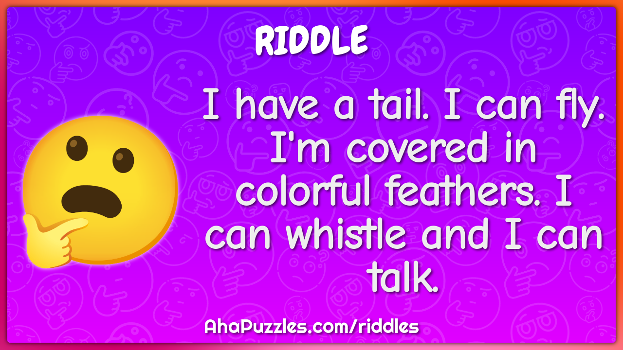 I have a tail. I can fly. I'm covered in colorful feathers. I can...