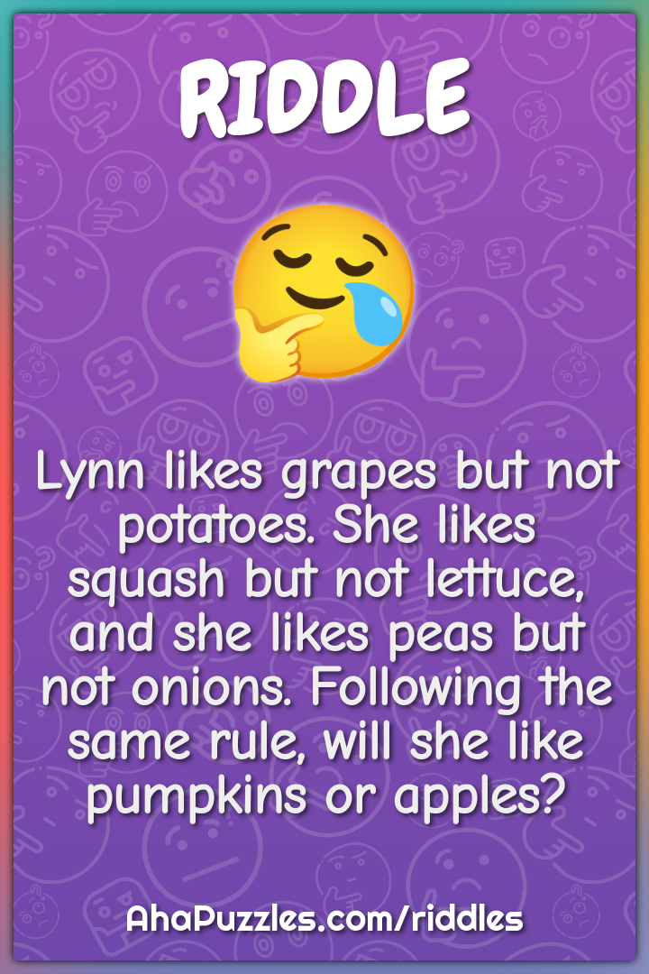 Lynn likes grapes but not potatoes. She likes squash but not lettuce,...