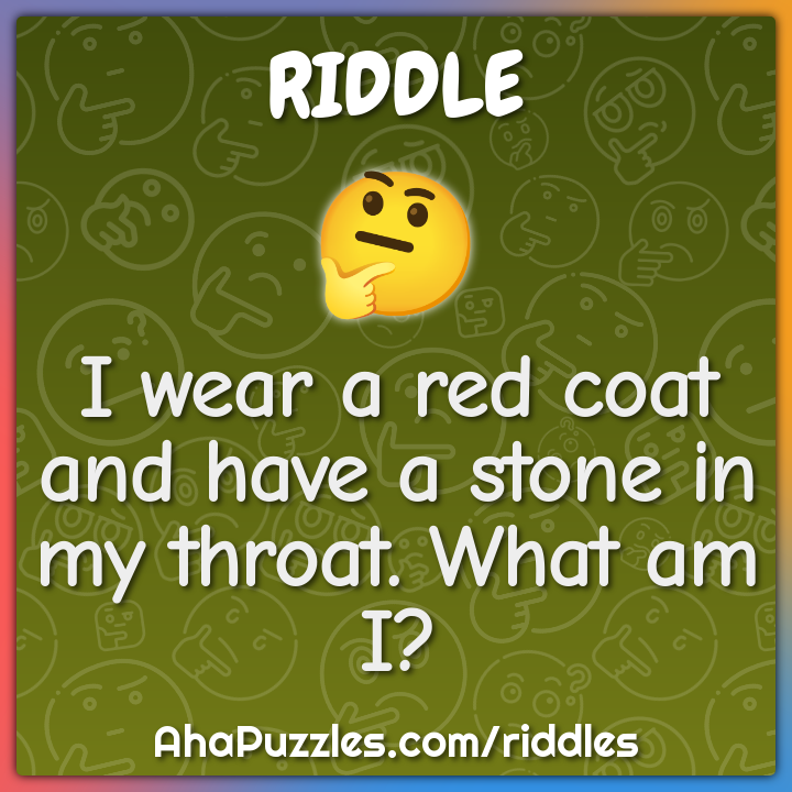 I wear a red coat and have a stone in my throat. What am I?