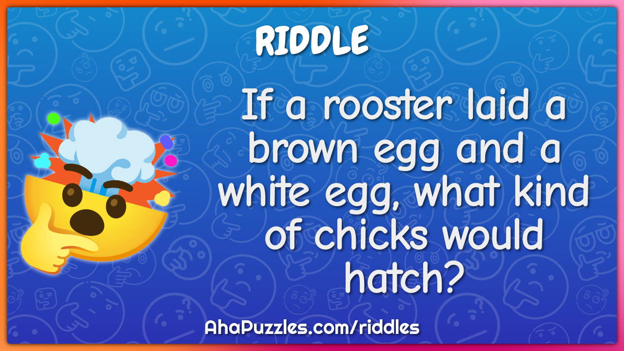 If a rooster laid a brown egg and a white egg, what kind of chicks...