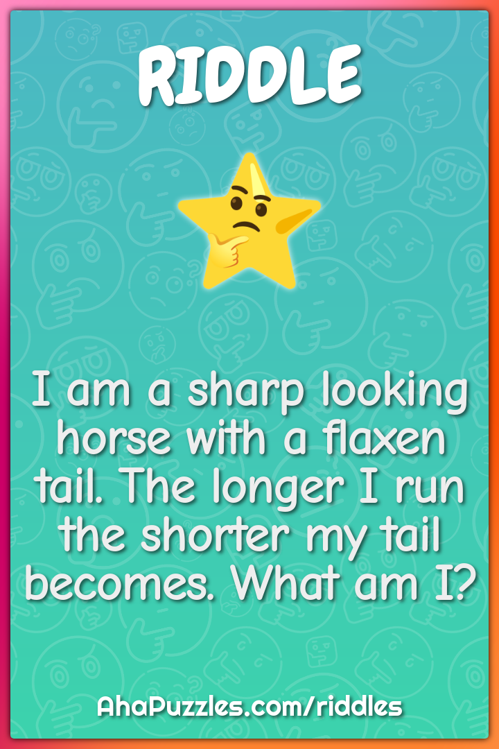 I am a sharp looking horse with a flaxen tail. The longer I run the...