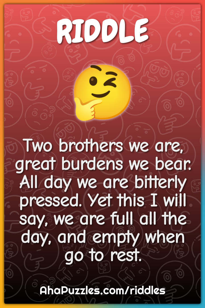 Two brothers we are, great burdens we bear. All day we are bitterly...