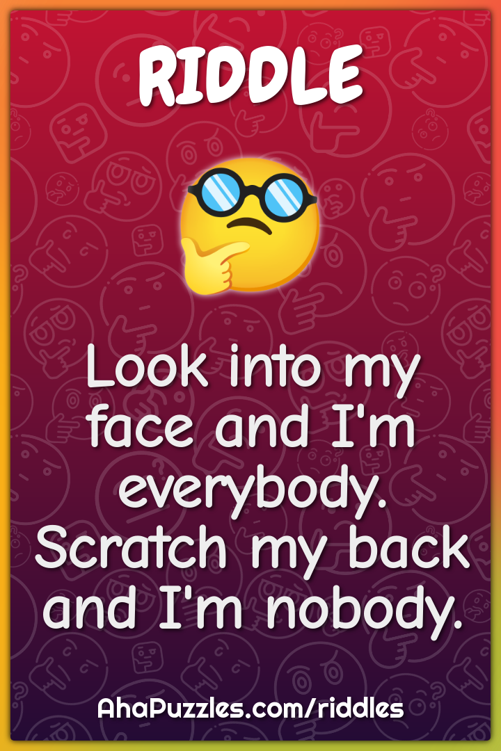Look into my face and I'm everybody. Scratch my back and I'm nobody.